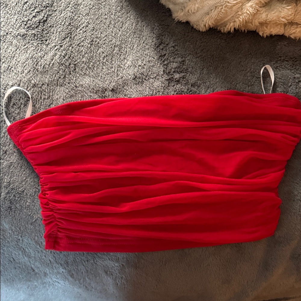 SHEIN Vibrant Red Strapless Dress